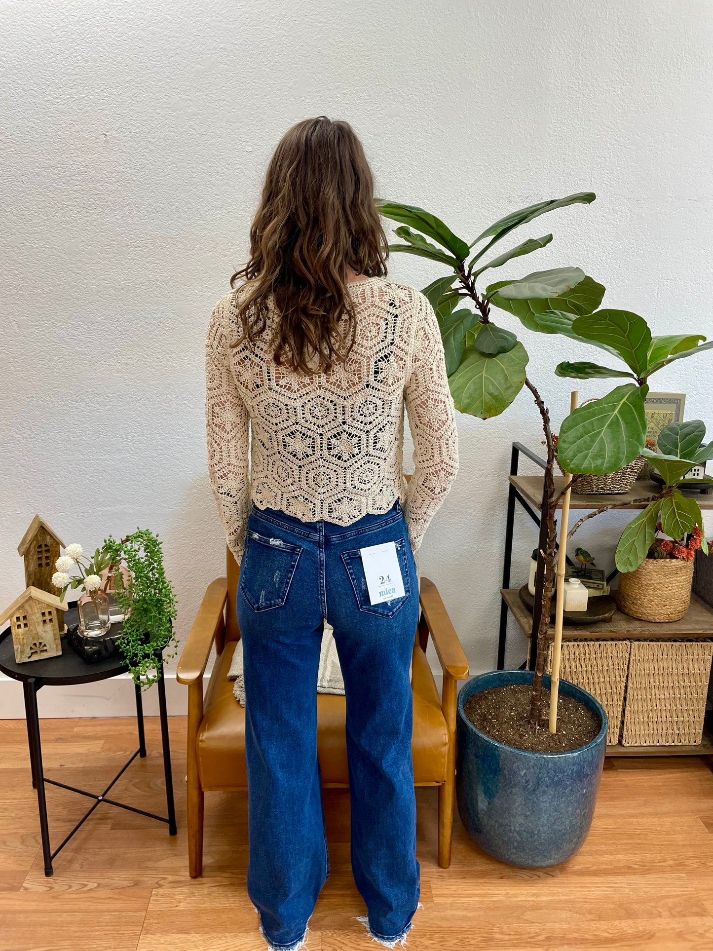 Mica French Navy Front Seam Wide Leg Jeans