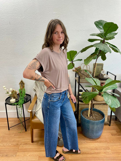 Risen Dark Wash Slouchy Cropped Barrel Jeans