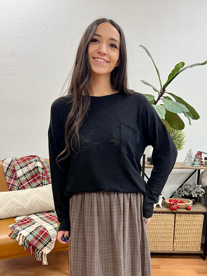 Black Hacci Slub Long Sleeve