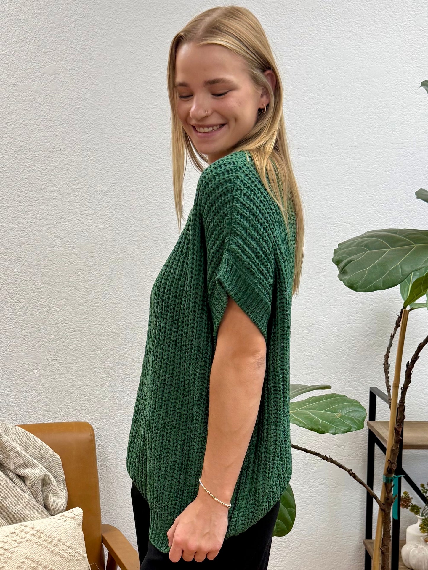 Dark Green Round Neck Sweater