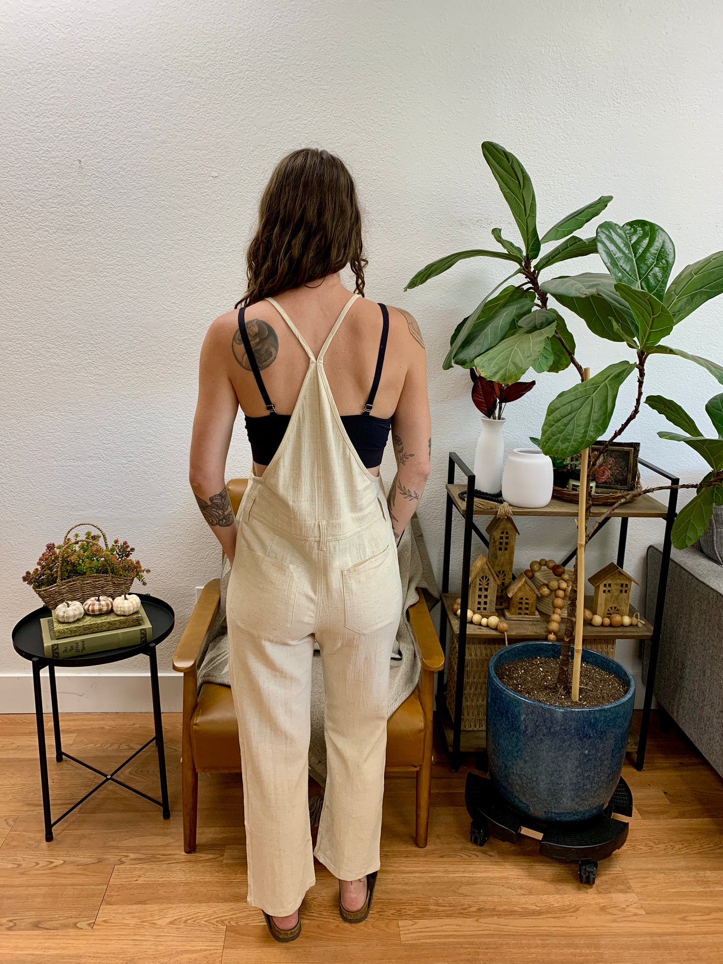 Natural Button Closure Jumpsuit