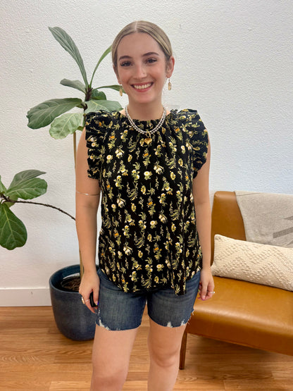 Black Floral Detail Tank