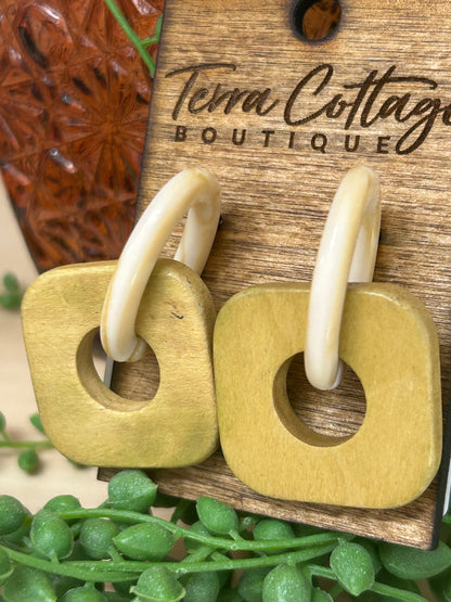 Acetate Square Link Drop Earrings