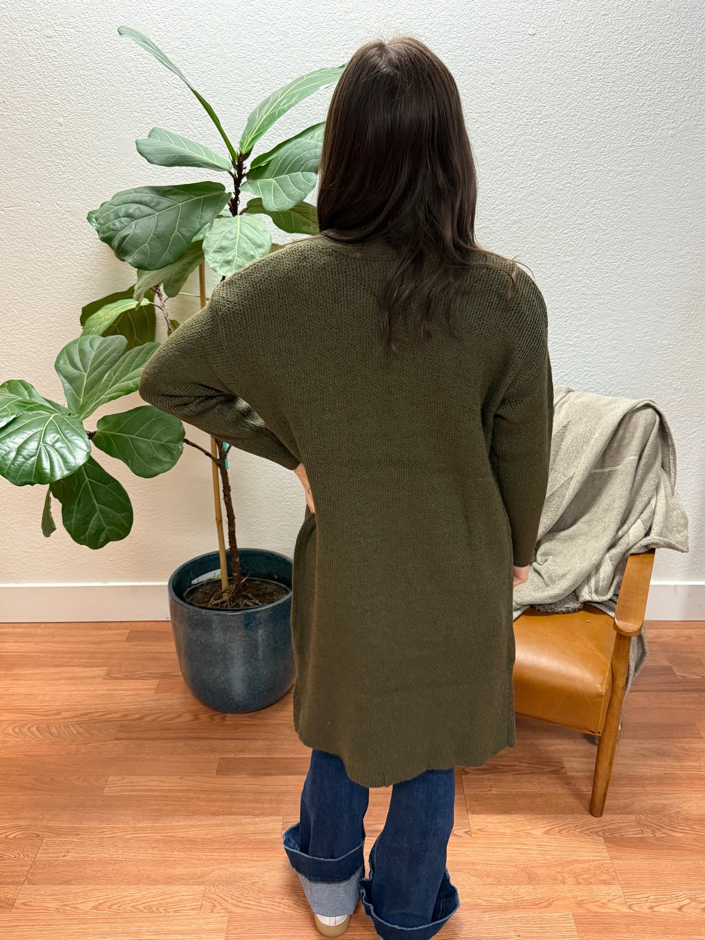 Olive Open Cardigan