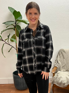Black Boyfriend Plaid Button Down