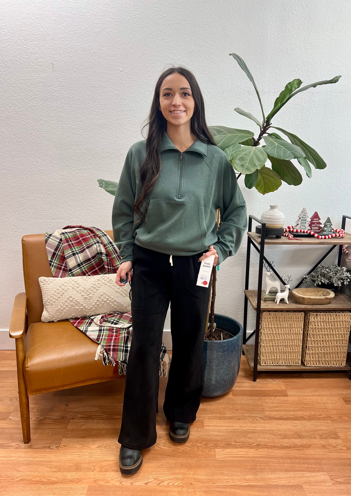 Black Wide Leg Fleece Sweatpants