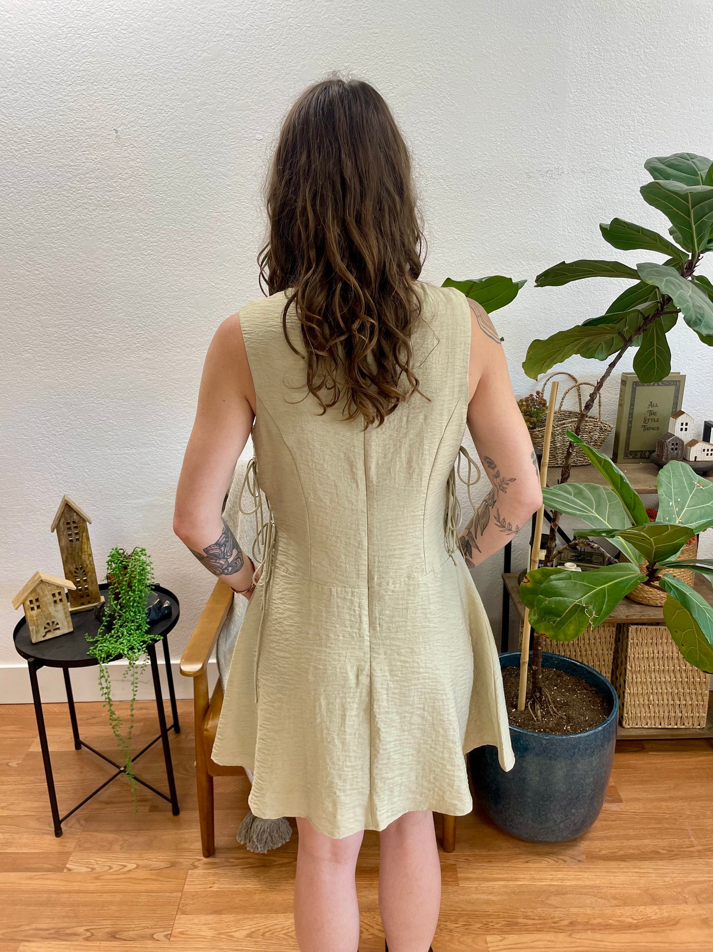 Sage Side Tie Mini Dress