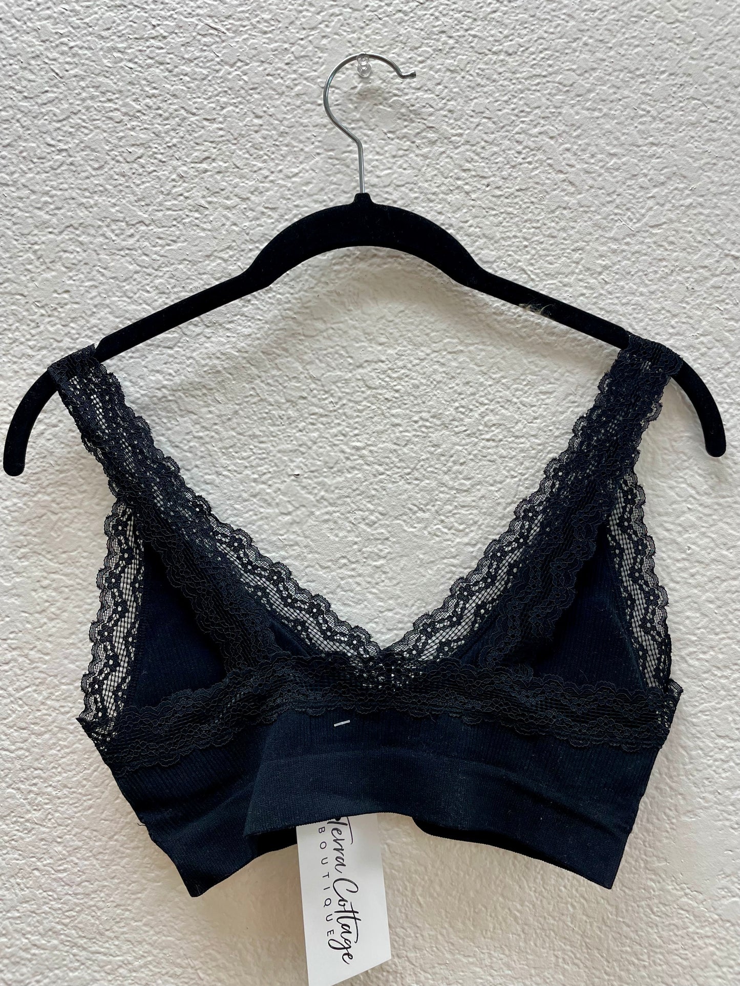 Black Lace Trim Padded Bralette