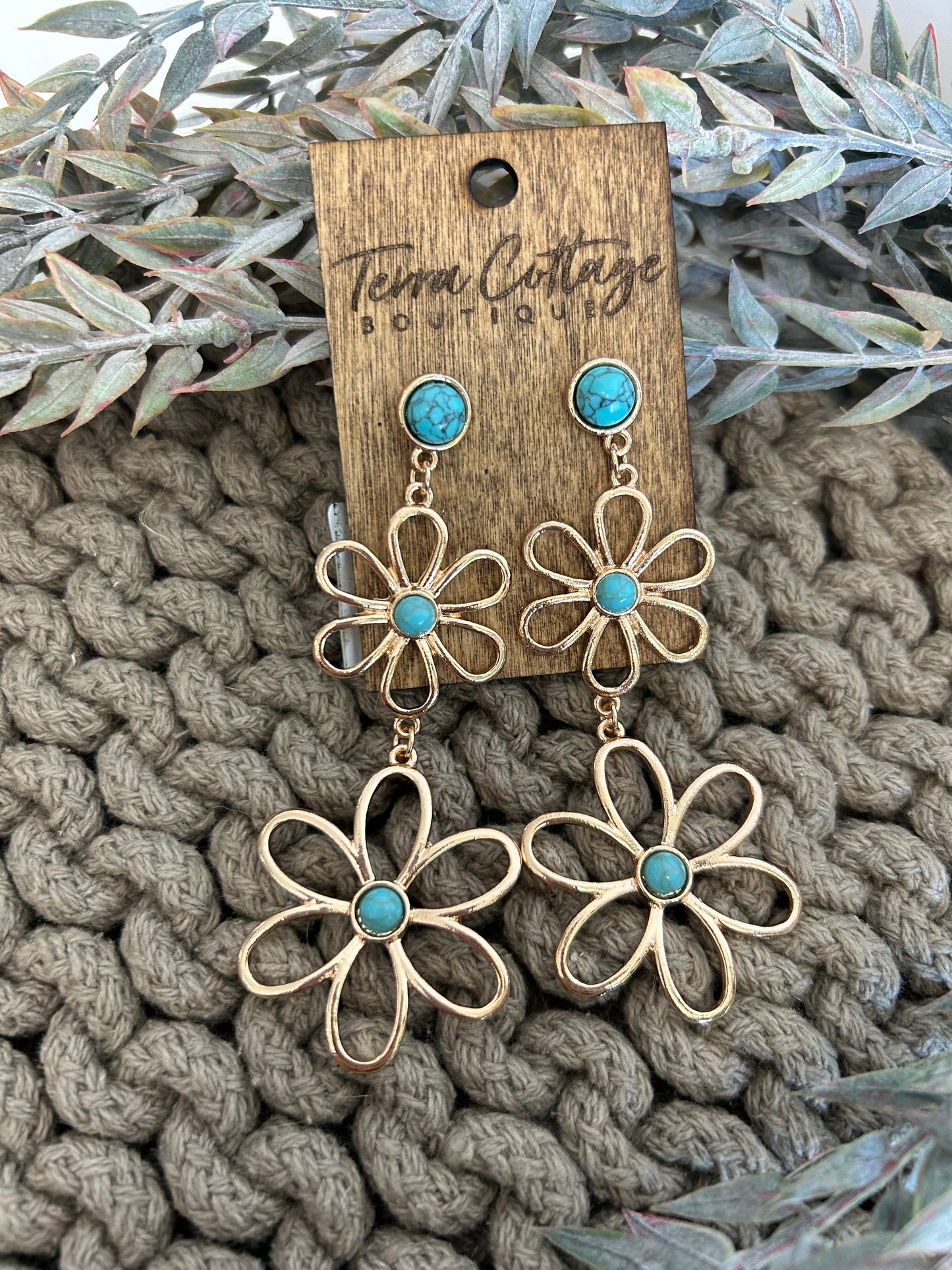 Double Tier Flower Drop Earrings