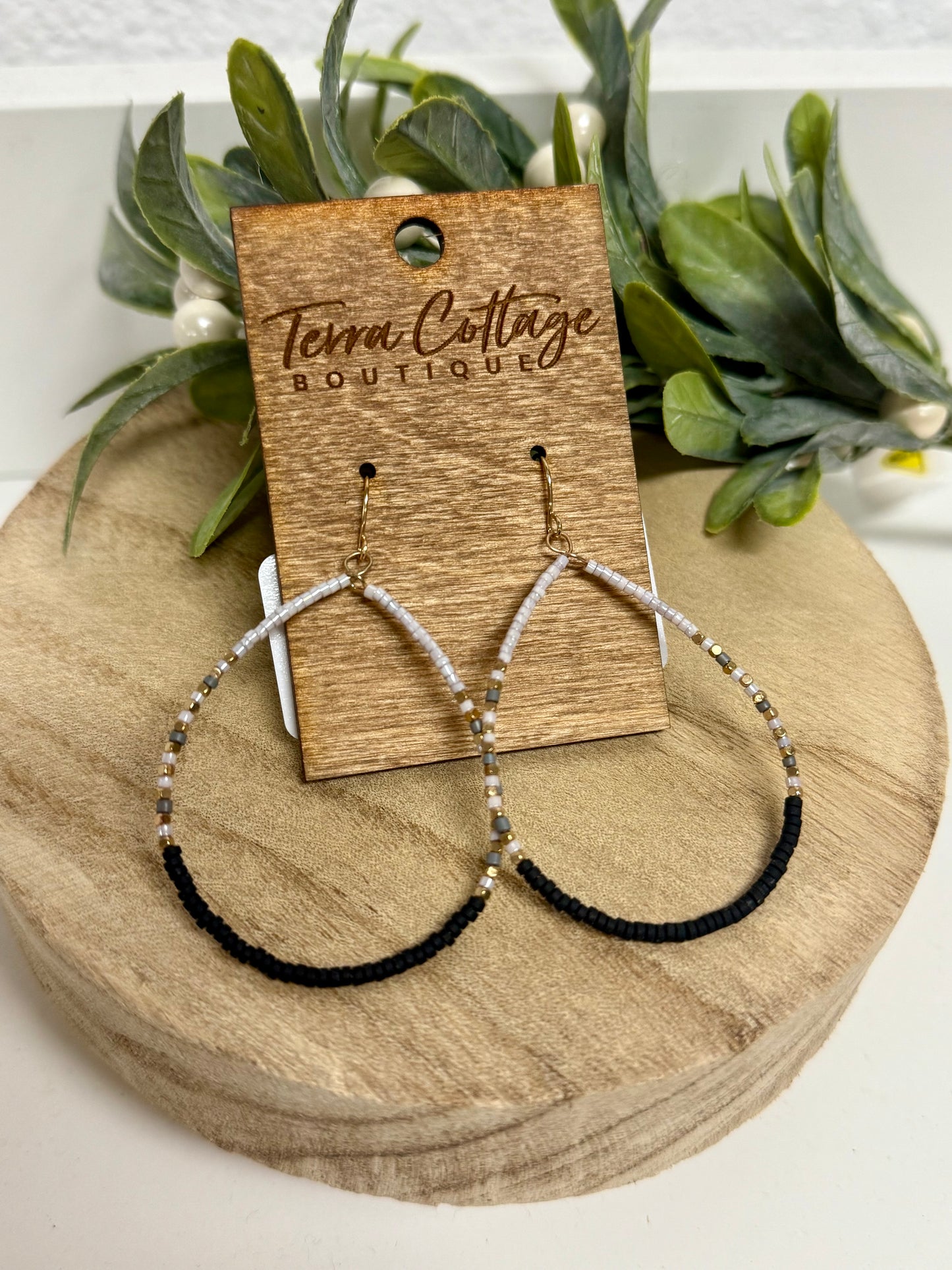 Seed Bead Teardrop Earrings