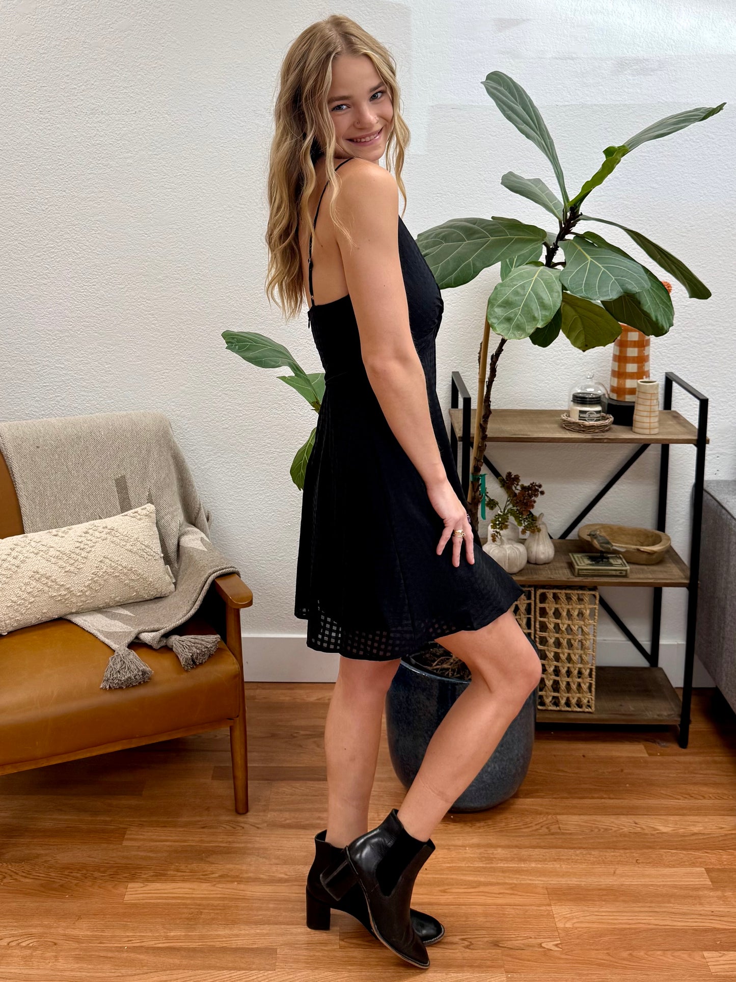 Black Checker Mini Dress