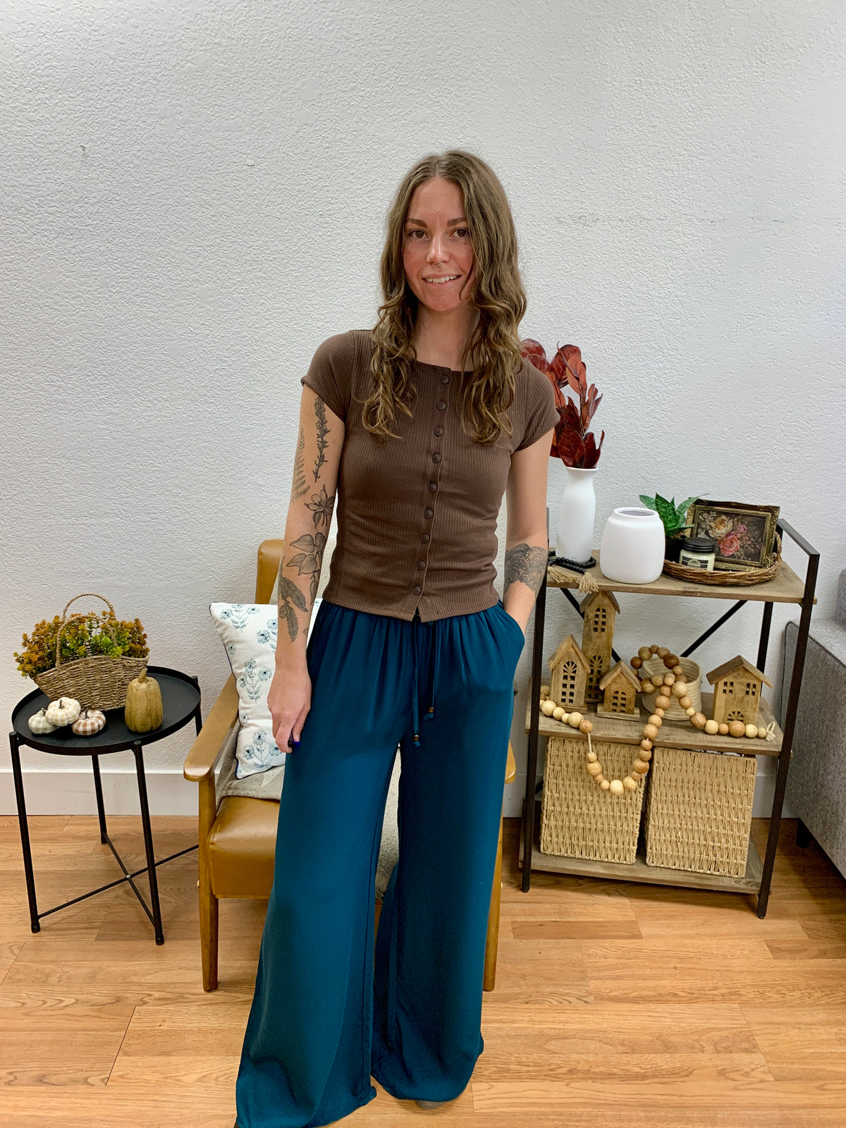 Hunter Green Stretch Waist Pants