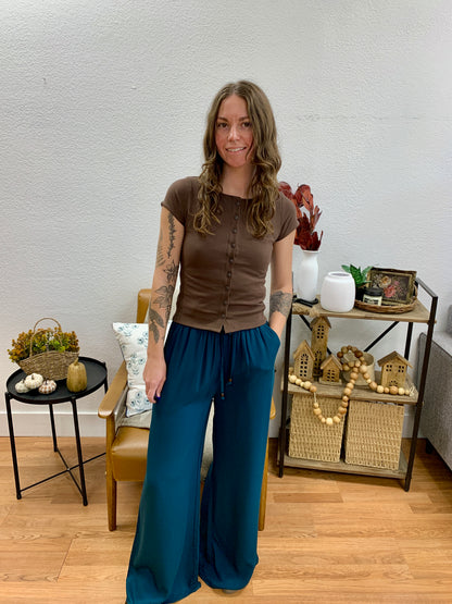 Hunter Green Stretch Waist Pants