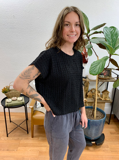 Black Drop Shoulder Top