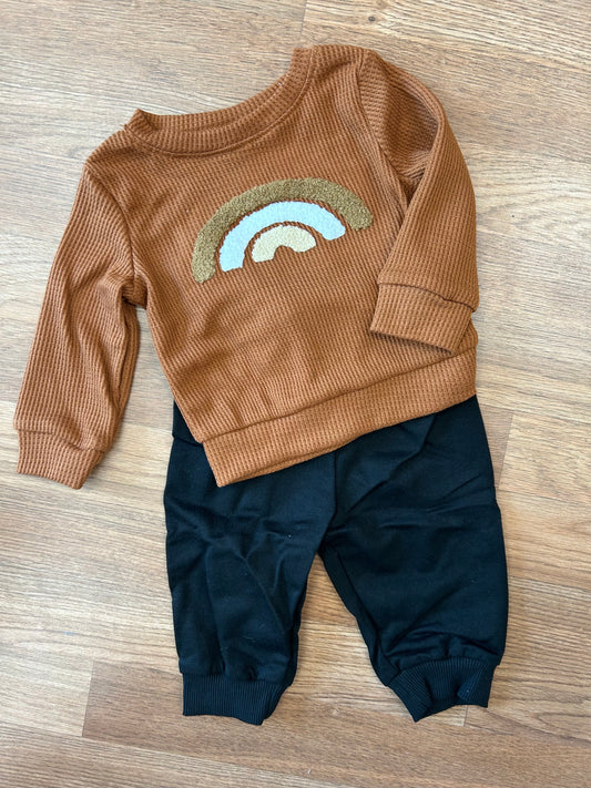 Brown Rainbow Baby Sweater Set