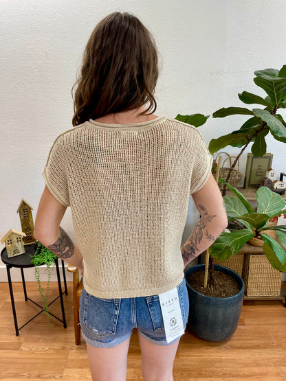 Split Neck Knit Top