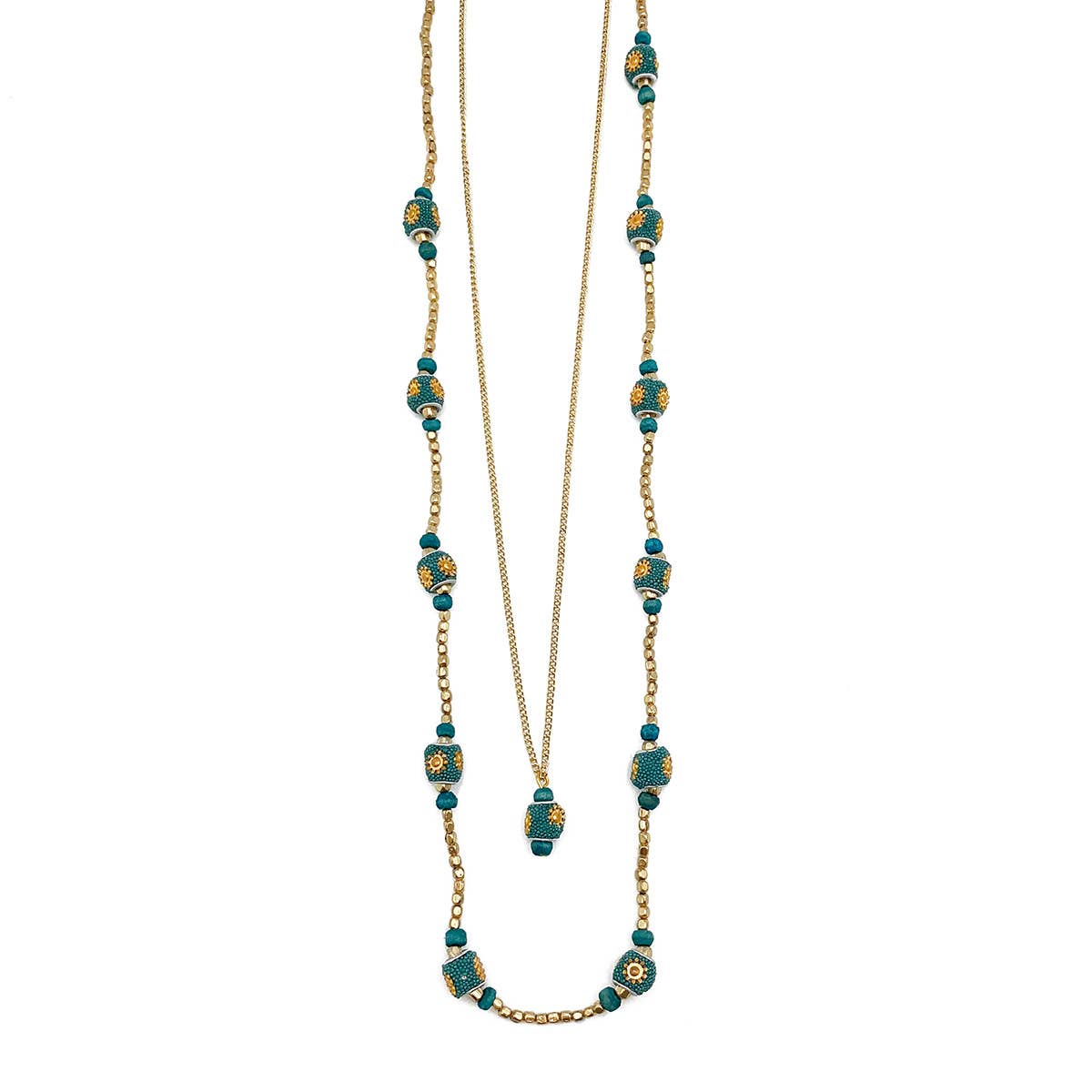 Sachi Ocean Sky Collection Necklace - 2 Strands Beads & Drop