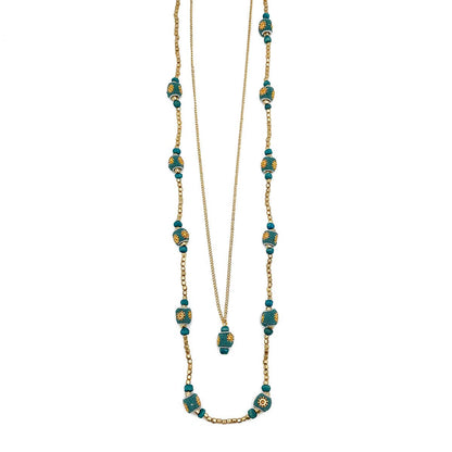 Sachi Ocean Sky Collection Necklace - 2 Strands Beads & Drop