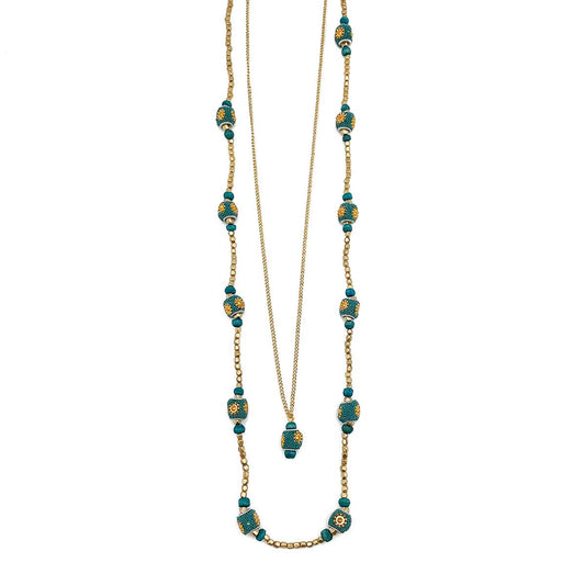 Sachi Ocean Sky Collection Necklace - 2 Strands Beads & Drop