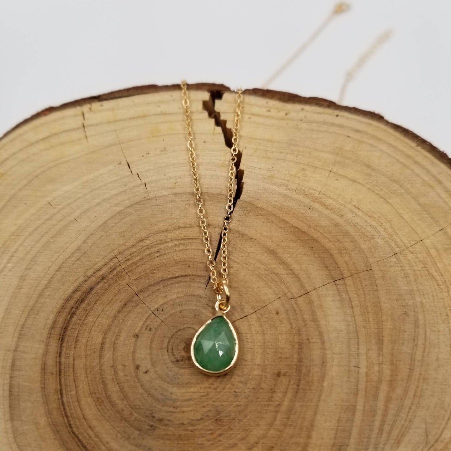 Natural Stone Diamond Cut Drop Necklace