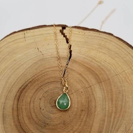 Natural Stone Diamond Cut Drop Necklace