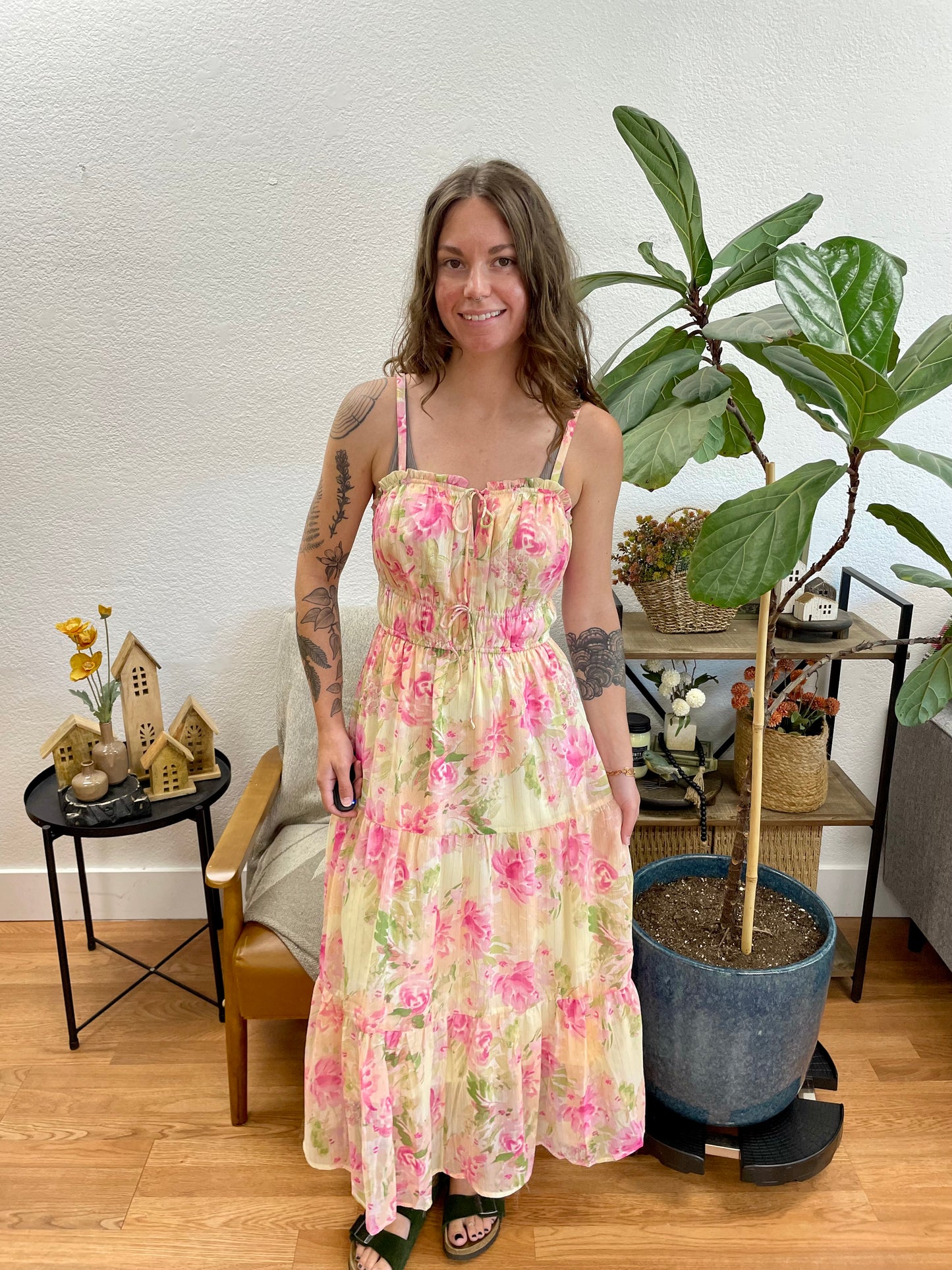 Ivory and Rose Ruffle Tiered Dress