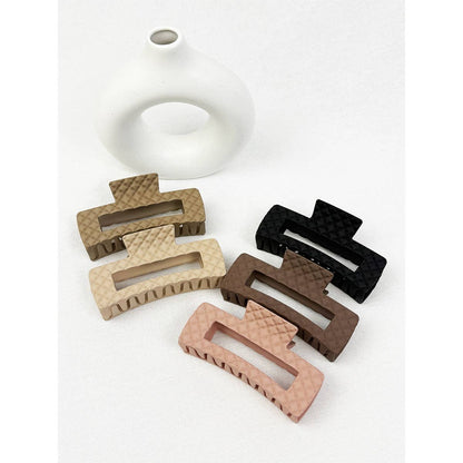 Neutral Color Embossed Cut Out Rectangle Hair Claw