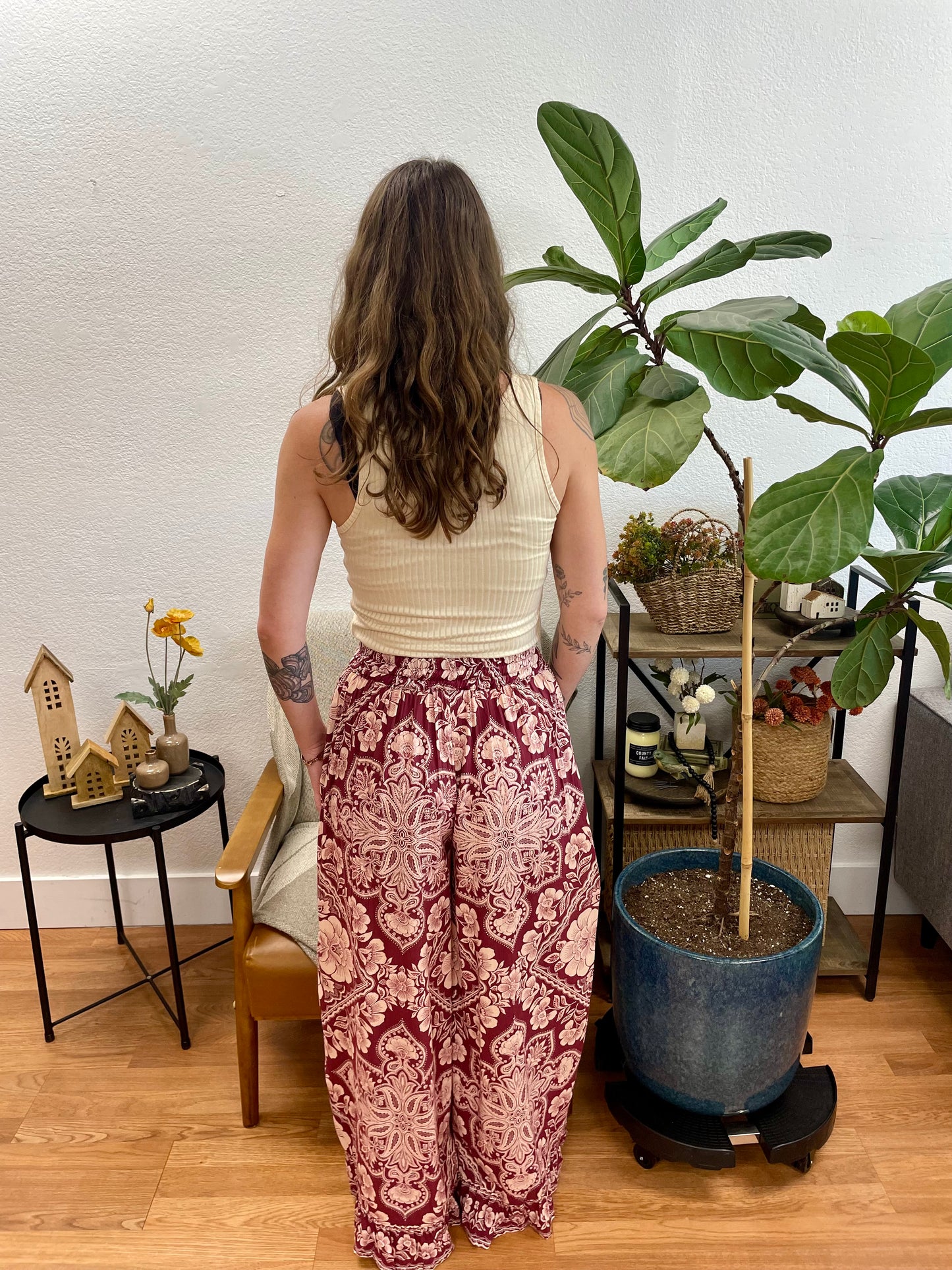 Red Bandana Wide Leg Pants