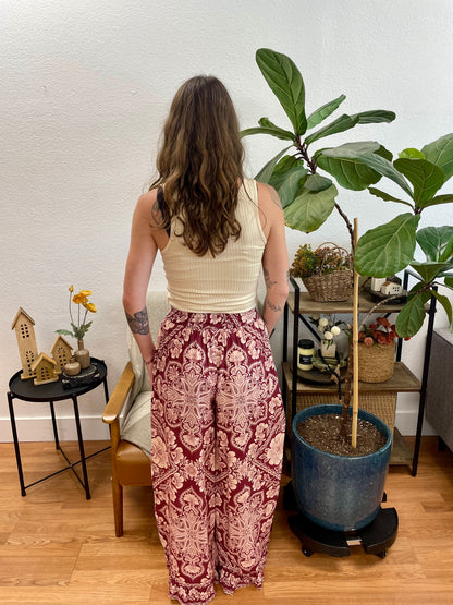Red Bandana Wide Leg Pants