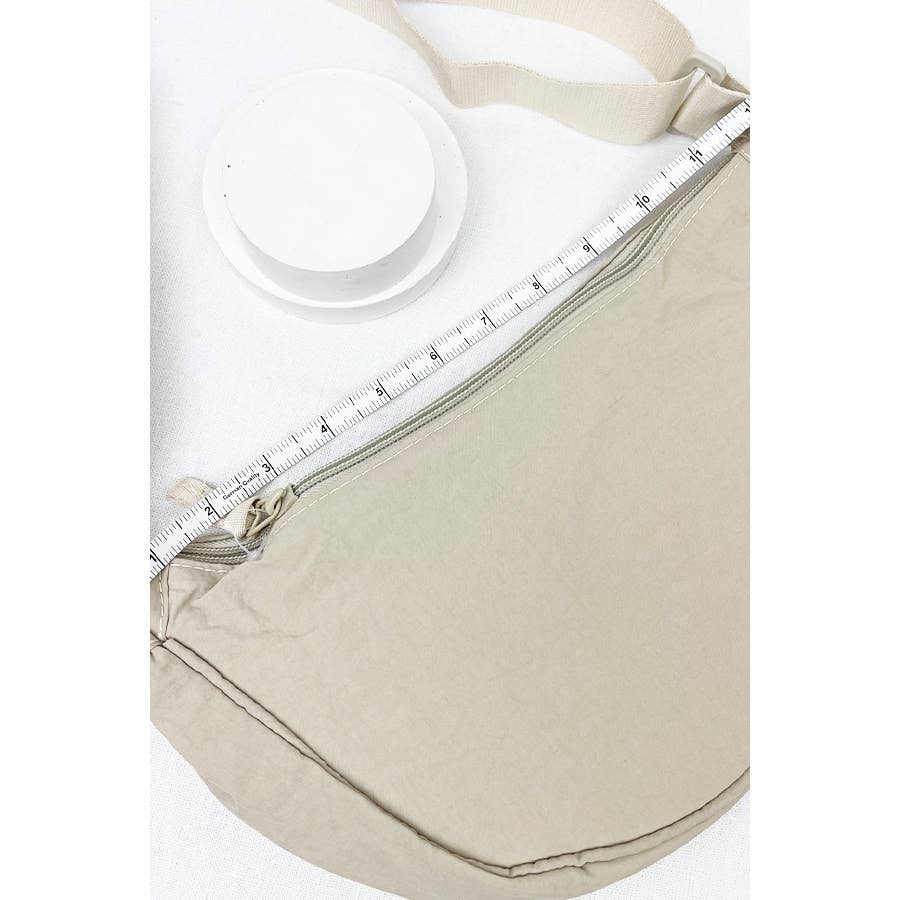 Nylon Crescent Crossbody Purse Beige