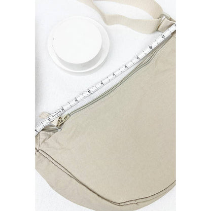 Nylon Crescent Crossbody Purse Beige