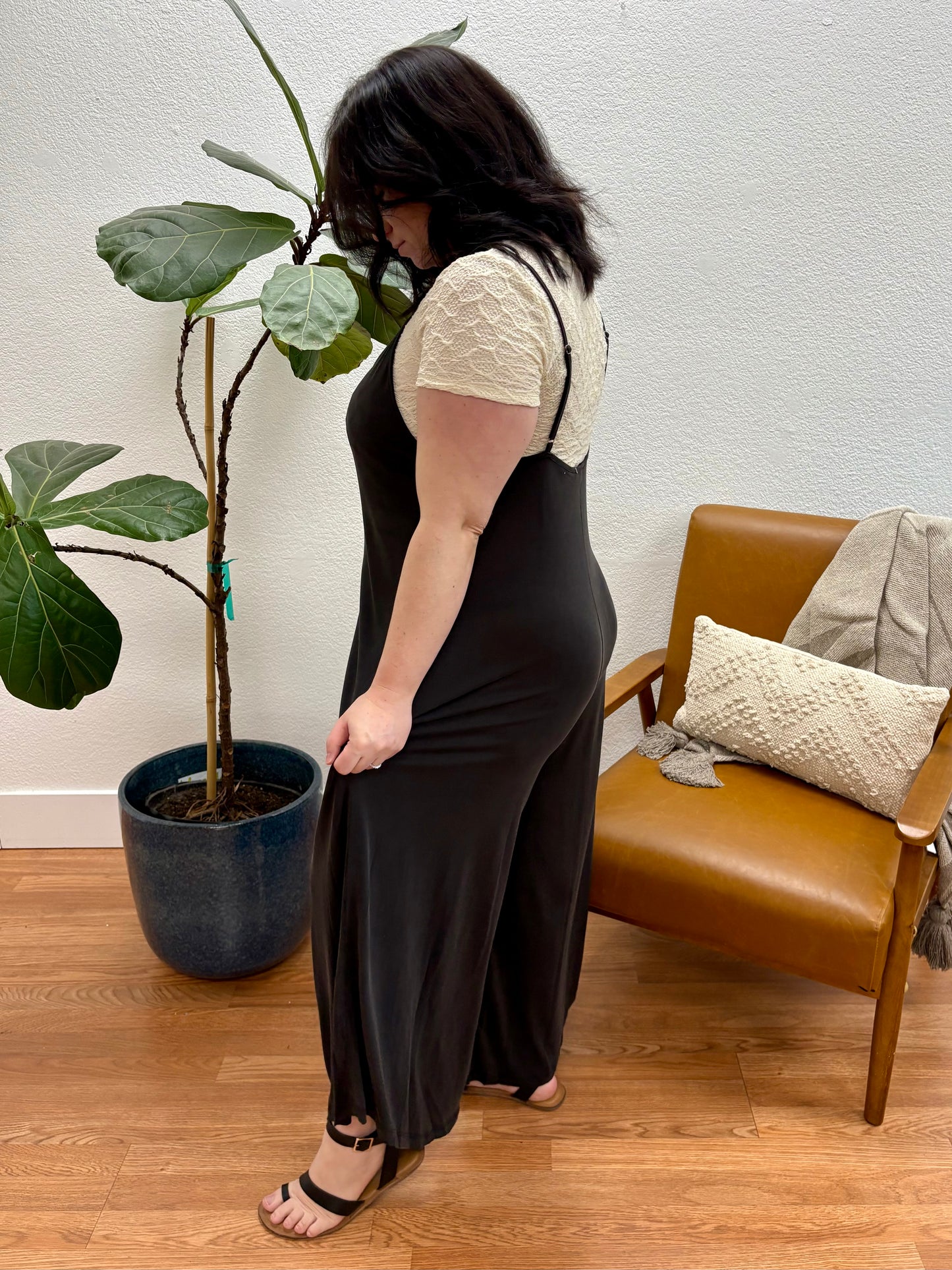 Black Modal Cami Baggy Jumpsuit