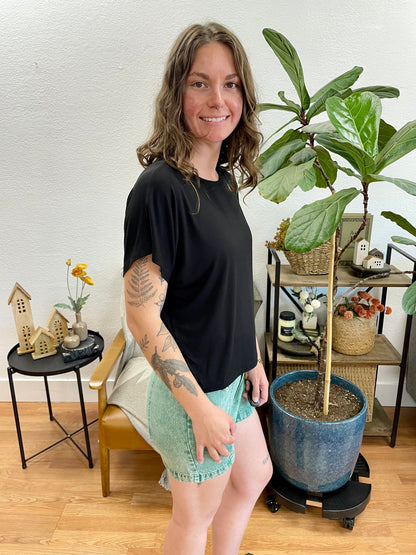 Black Soft Dolman Tee