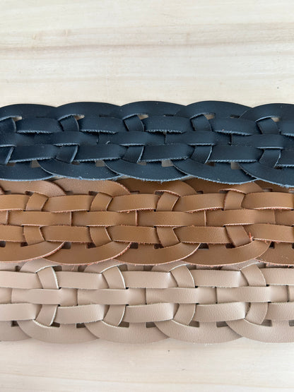 Oval Braid Faux Leather Belt