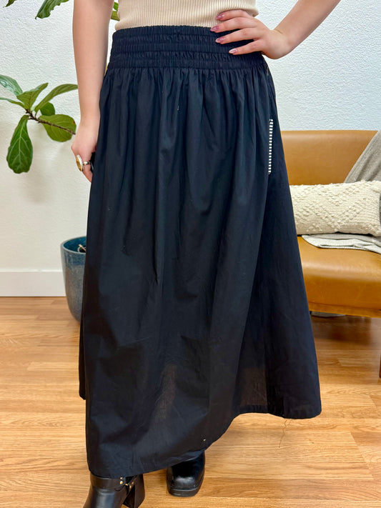 Black Waist Smocking Skirt