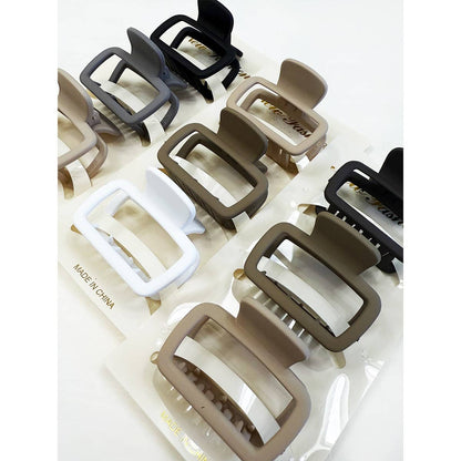 Neutral Color Medium Size  Rectangle Hair Claw Set
