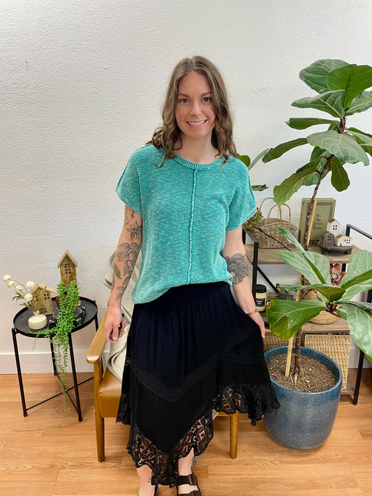 Black Lace Hem Skirt