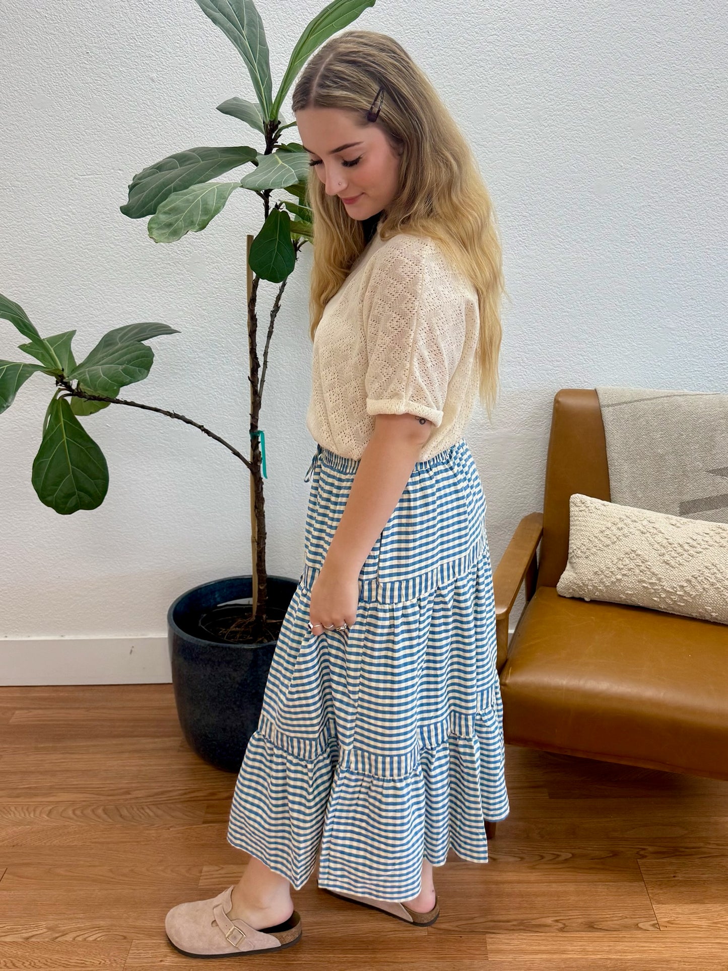 Blue Gingham Maxi Skirt