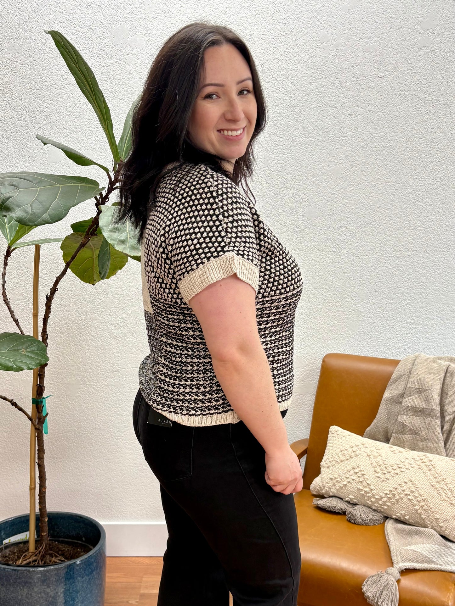 Black Colorblock Sweater Top