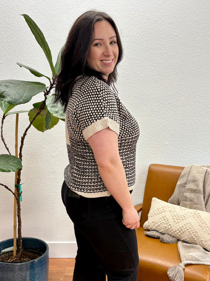 Black Colorblock Sweater Top
