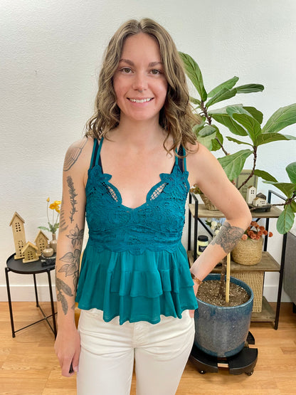 Hunter Green Peplum Cami