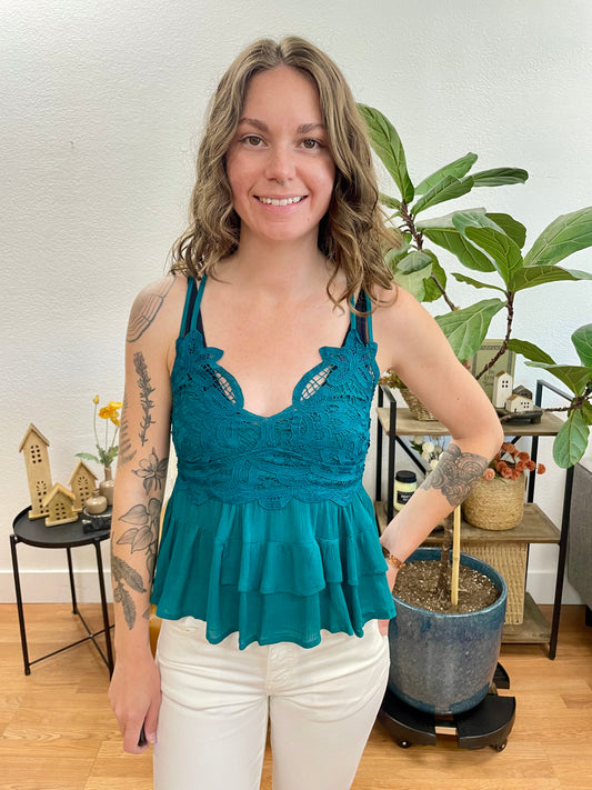 Hunter Green Peplum Cami