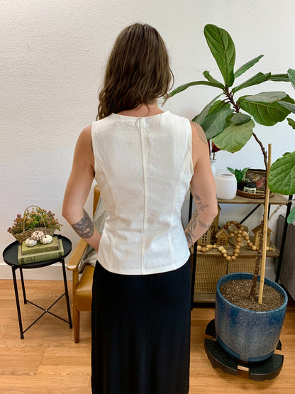 Off White Denim Crew Neck Vest