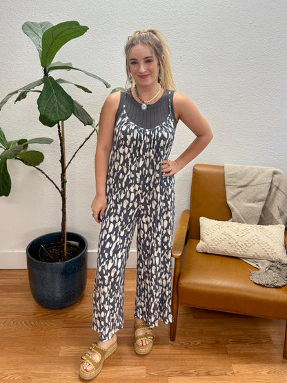Navy Keyhole Jumpsuit
