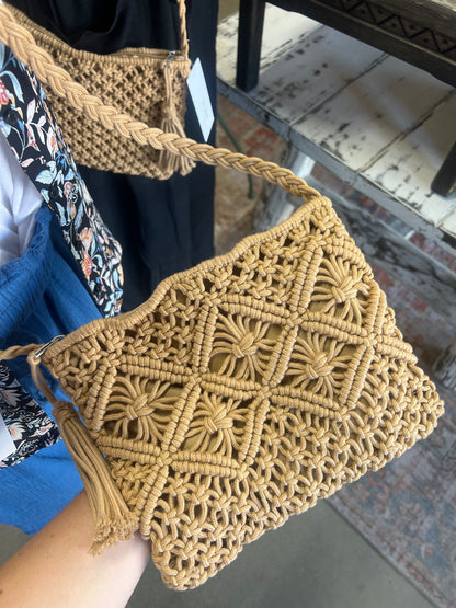 Camel Boho Tassel Crochet Bag