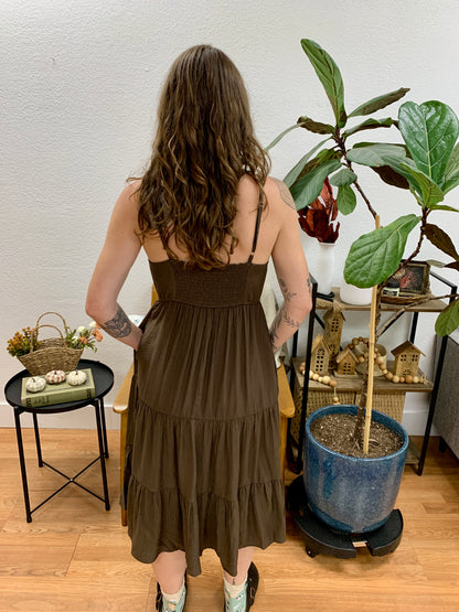 Chocolate Everyday Tiered Midi Dress