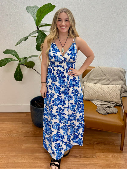 Blue Vibrant Floral Sundress