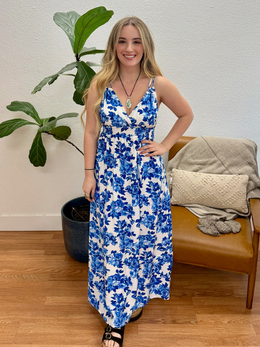 Blue Vibrant Floral Sundress