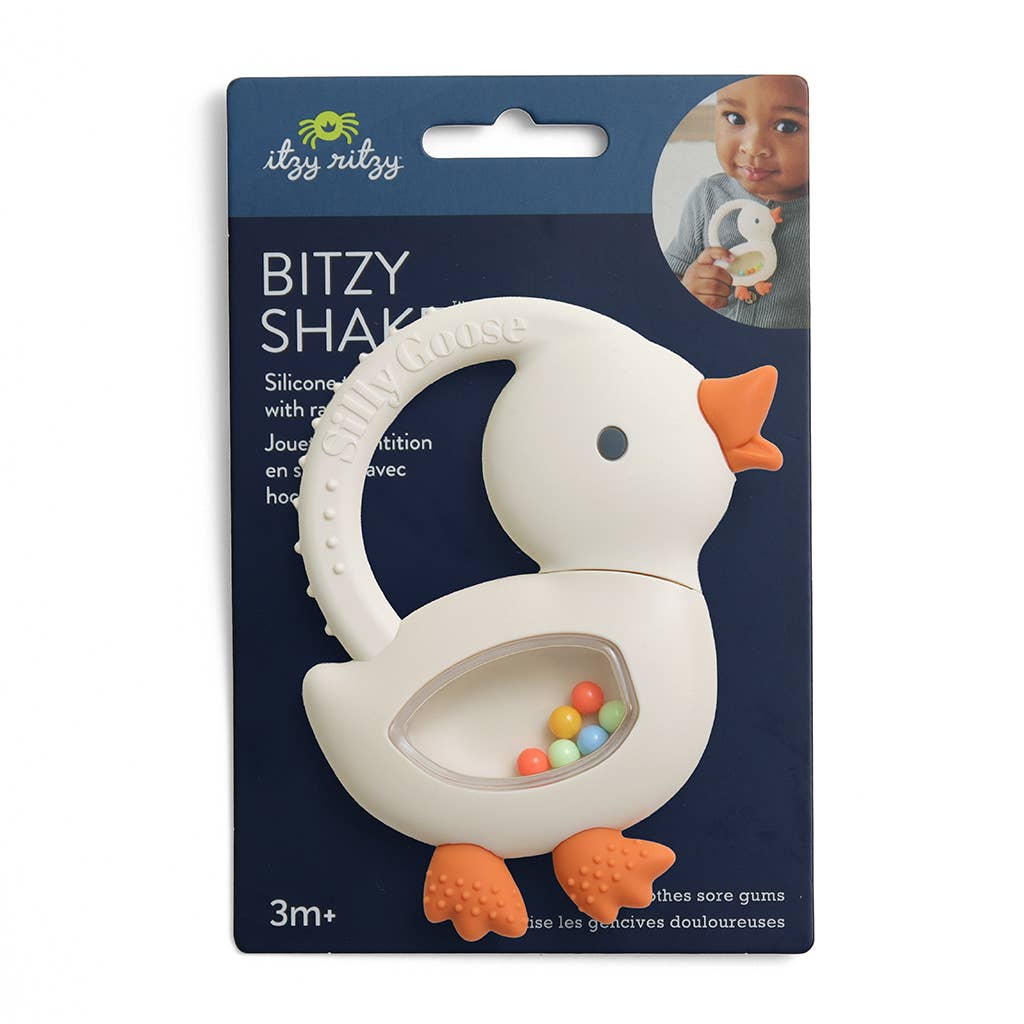 Silicone Teether with Rattle: Goose