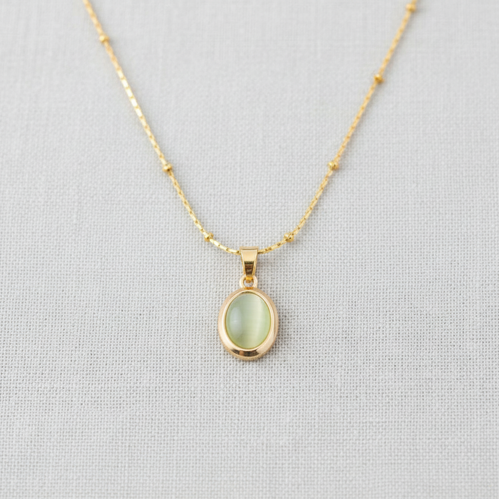 Oval Pendant Stainless Steel Necklace
